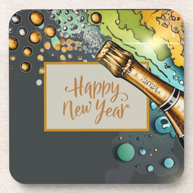 Colourful new years coaster (Front)