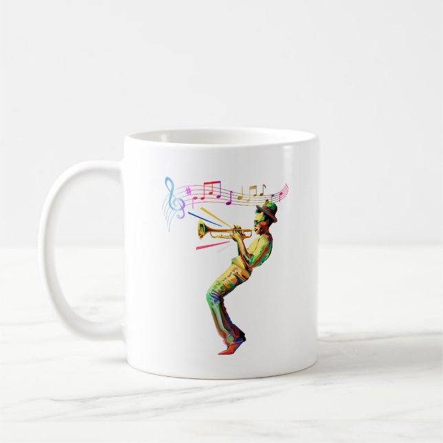 Colourful New York City Jazz Music Coffee Mug (Left)