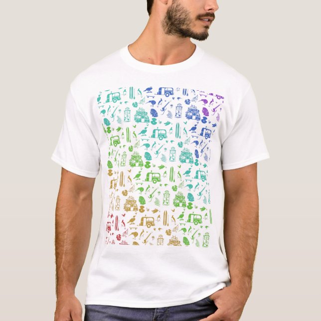 Colourful New Zealand Pattern T-Shirt (Front)