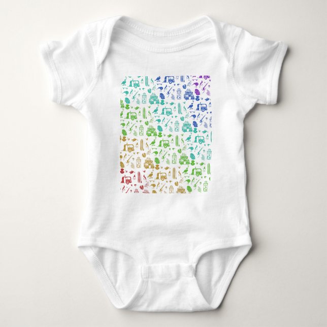 Colourful New Zealand Summer Pattern Baby Bodysuit (Front)