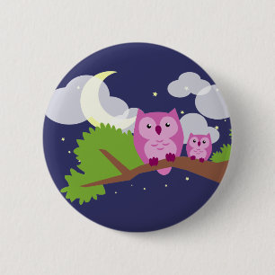 Colourful Night Owl 6 Cm Round Badge