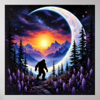 Colourful night sky Sasquatch Stroll, crescent moo