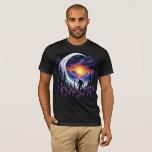 Colourful night sky Sasquatch Stroll, crescent moo T-Shirt