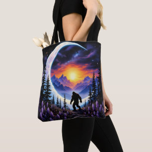 Colourful night sky Sasquatch Stroll, crescent moo Tote Bag