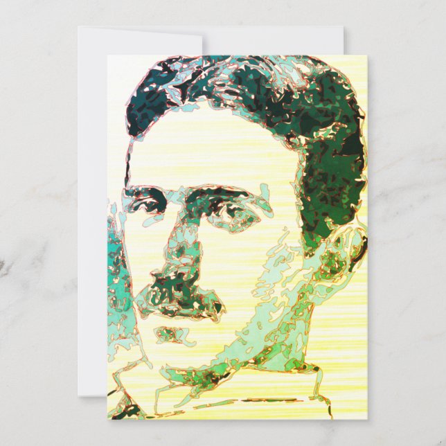 Colourful Nikola Tesla Drawing  Holiday Card (Front)