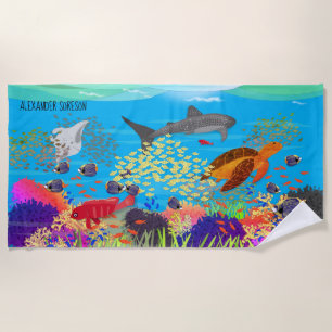 Colourful Ningaloo Reef Marine Life Beach Towel