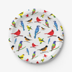 Colourful North American Birds Pattern Samsung Gal Paper Plate