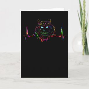 Colourful Norwegian Forest Cat Heartbeat Card