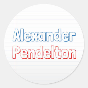 Colourful Notebook Paper Theme Classroom Name Classic Round Sticker