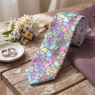 Colourful Nouveau Deco Stained Glass Pattern Tie