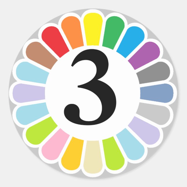 colourful number 3 sticker (Front)