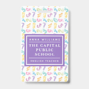 Colourful Number Elementary School Math Teacher ID Badge