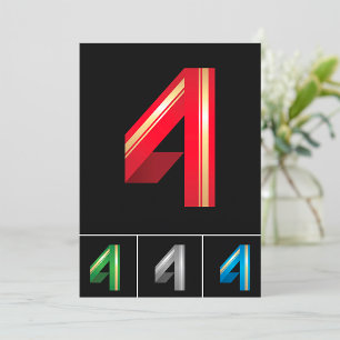 Colourful Number Four Invitations