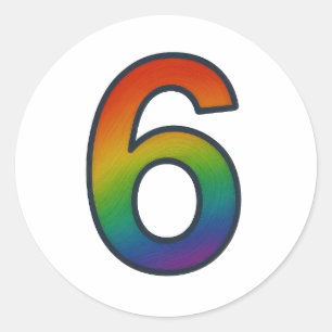 Colourful Number Six Sticker