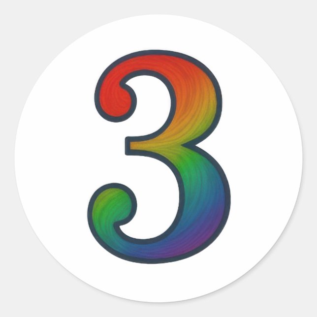 Colourful Number Three Sticker (Front)