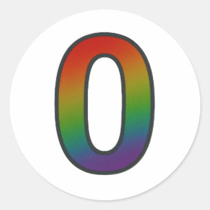 Colourful Number Zero Sticker