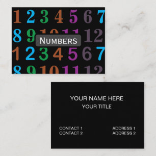 Colourful Numbers Math Teacher Business Card