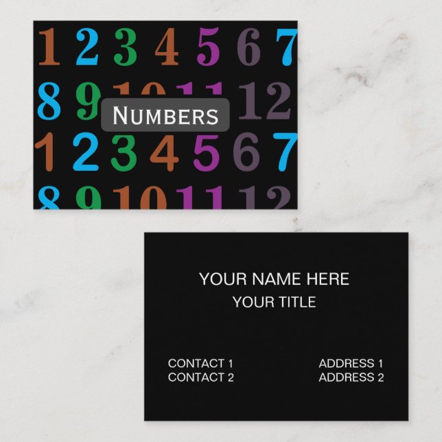 Colourful Numbers Math Teacher Business Card (Front/Back)