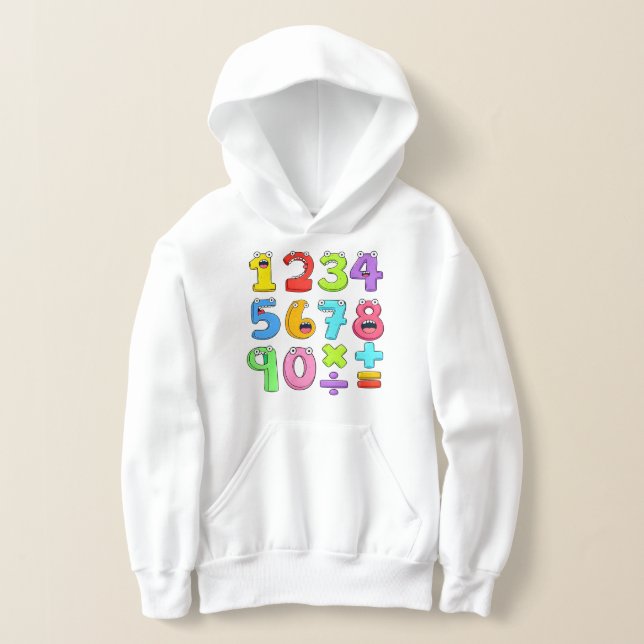 Colourful Numbers Maths Hoodie for Kids (Laydown)