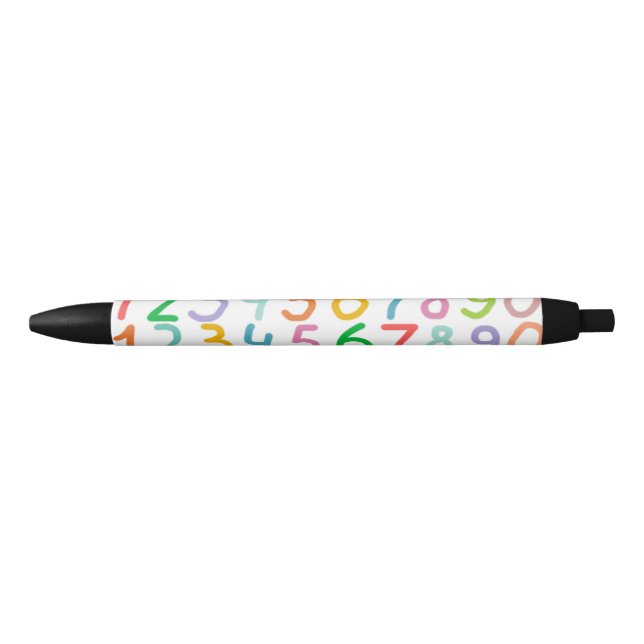 Colourful Numbers Pattern Black Ink Pen (Front)