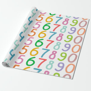 Colourful Numbers Pattern Wrapping Paper