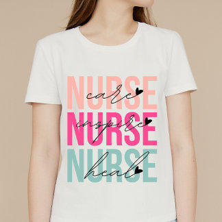 Colourful Nurse Care Inspire Heal T-Shirt