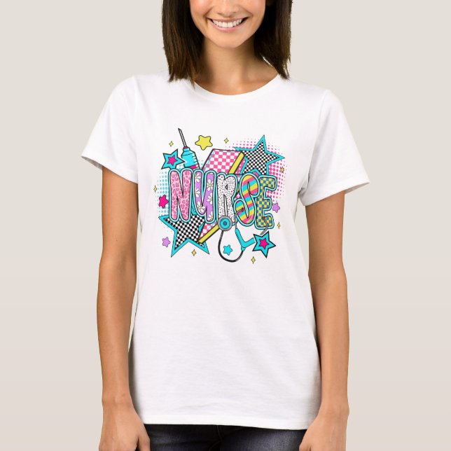 Colourful Nurse Design Casual T-shirt (Front)