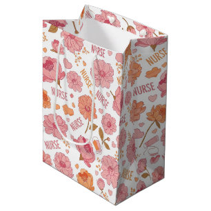 Colourful Nurse Floral Pattern (3) Medium Gift Bag