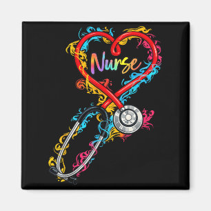 Colourful Nurse Heart Stethoscope Medical Art Magnet