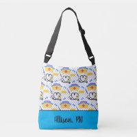 Colourful Nursing Tools on Blue Polka Dots Tote Ba