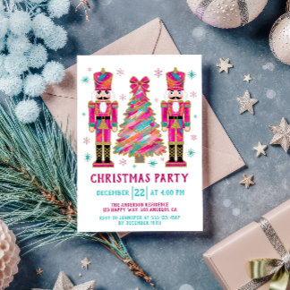 Colourful Nutcracker Christmas Tree Party Invitation