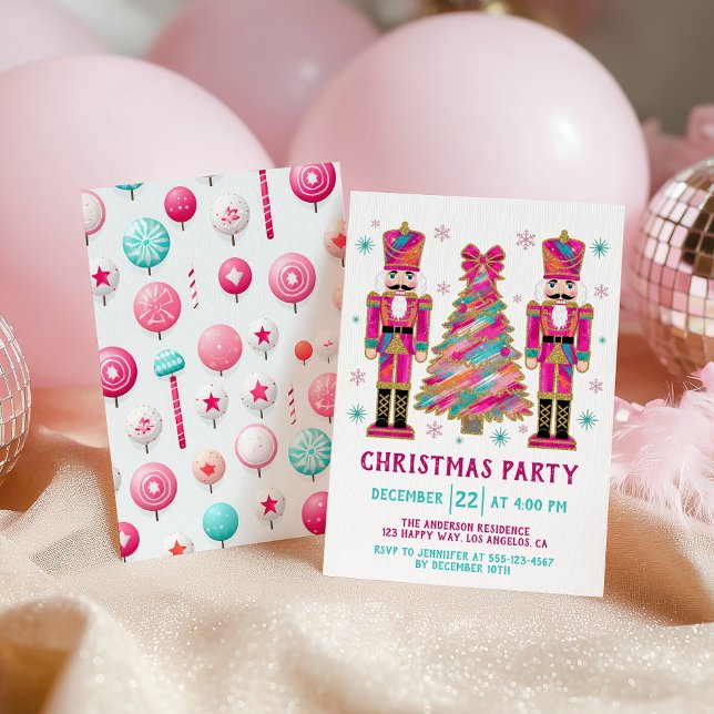 Colourful Nutcracker  Christmas Tree Party Invitation (Creator Uploaded)
