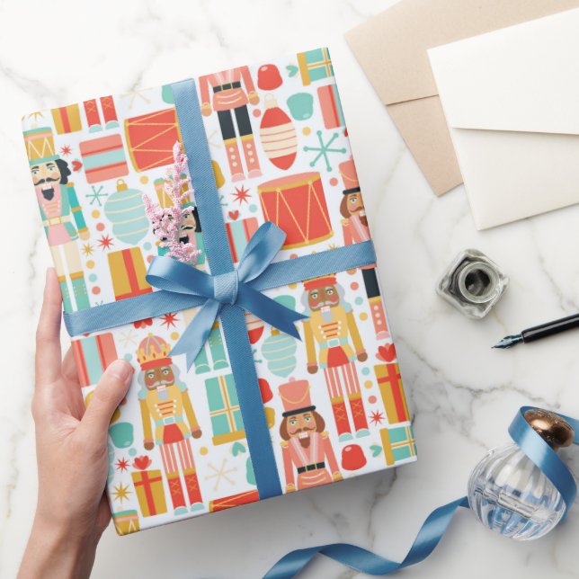 Colourful Nutcracker Drums Christmas Pattern Wrapping Paper (Gifting)