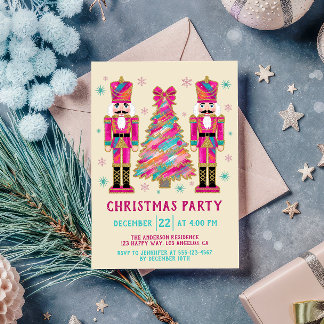 Colourful Nutcracker & Glitter Christmas Party Invitation