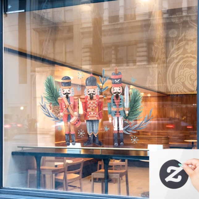 Colourful nutcracker with evergreens (Cafe Window)