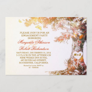 colourful oak tree engagement party invitations