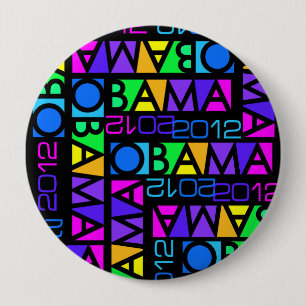 Colourful OBAMA 2012 button, huge 10 Cm Round Badge