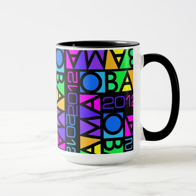 Colourful Obama 2012 mug - choose style & colour (Right)
