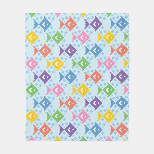 Colourful Ocean Fish Pattern Fleece Blanket (Front)