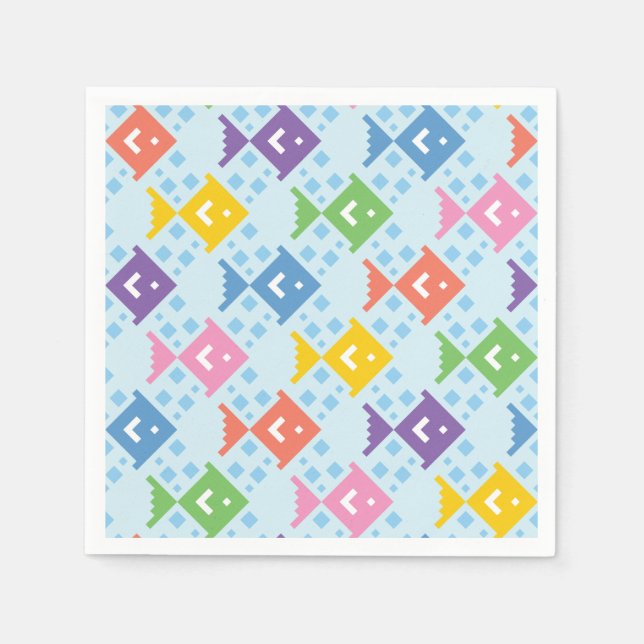 Colourful Ocean Fish Pattern Napkin (Front)