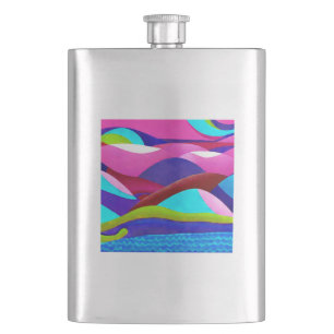 Colourful Ocean Hills Hip Flask