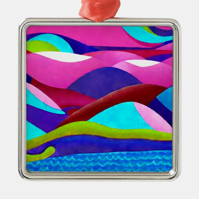 Colourful Ocean Hills Metal Tree Decoration (Front)