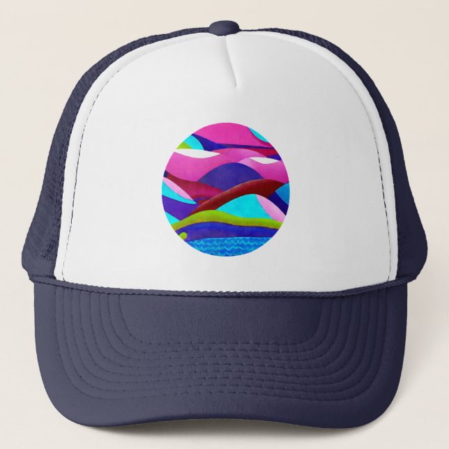 Colourful Ocean Hills Trucker Hat (Front)