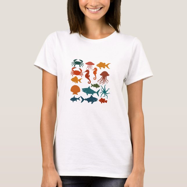 Colourful Ocean Life T-Shirt Design (Front)