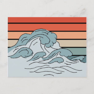 Colourful Ocean Ocean Waves Aesthetic With Beach W Postcard