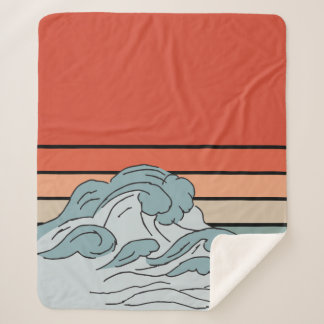 Colourful Ocean Ocean Waves Aesthetic With Beach W Sherpa Blanket