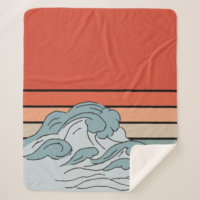 Colourful Ocean Ocean Waves Aesthetic With Beach W Sherpa Blanket (Front)