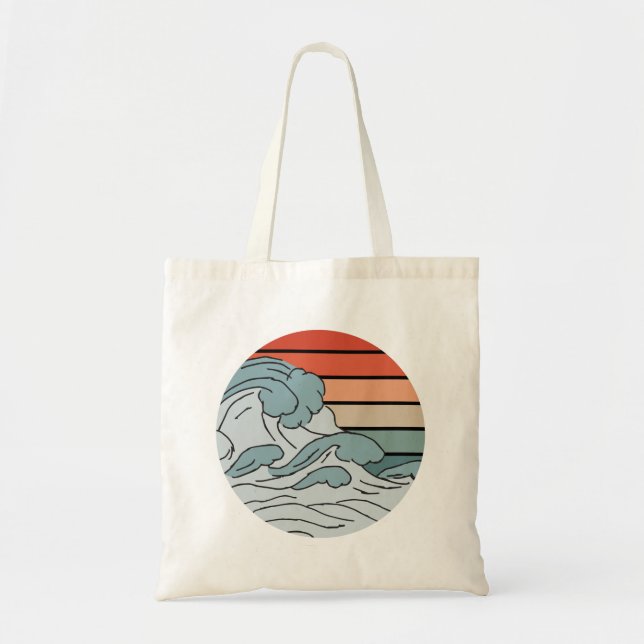 Colourful Ocean Ocean Waves Aesthetic With Beach W Tote Bag (Front)