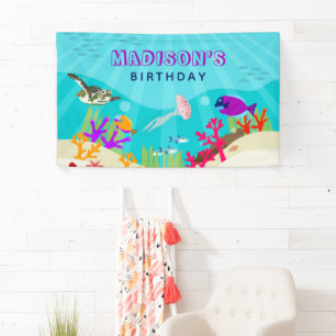 Colourful Ocean Sea Animals Kids Birthday Banner