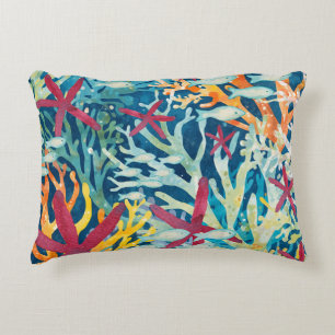 Colourful Ocean Sealife Fish Starfish Coral Decorative Cushion